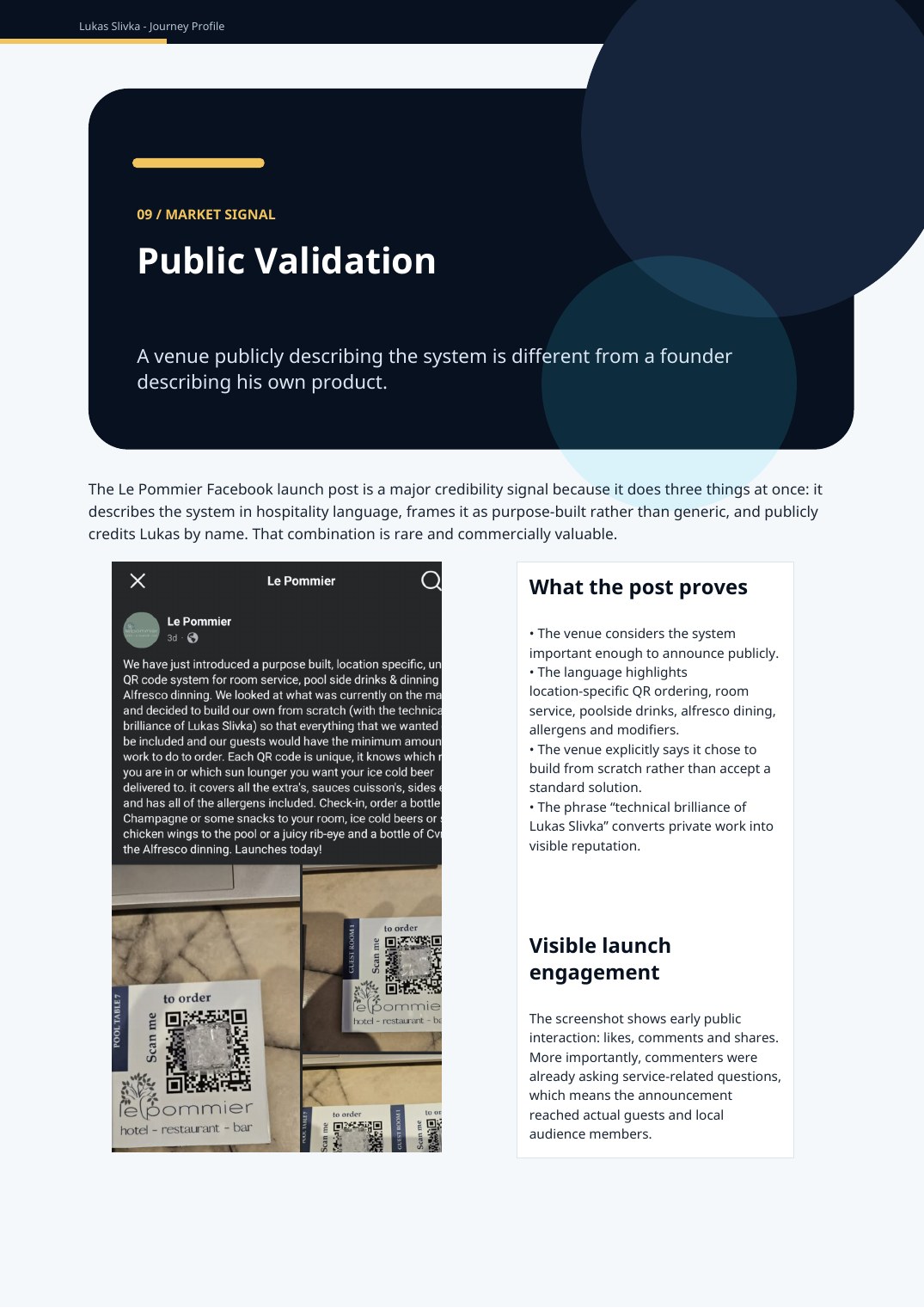 Public validation page from Lukas Slivka Journey Profile